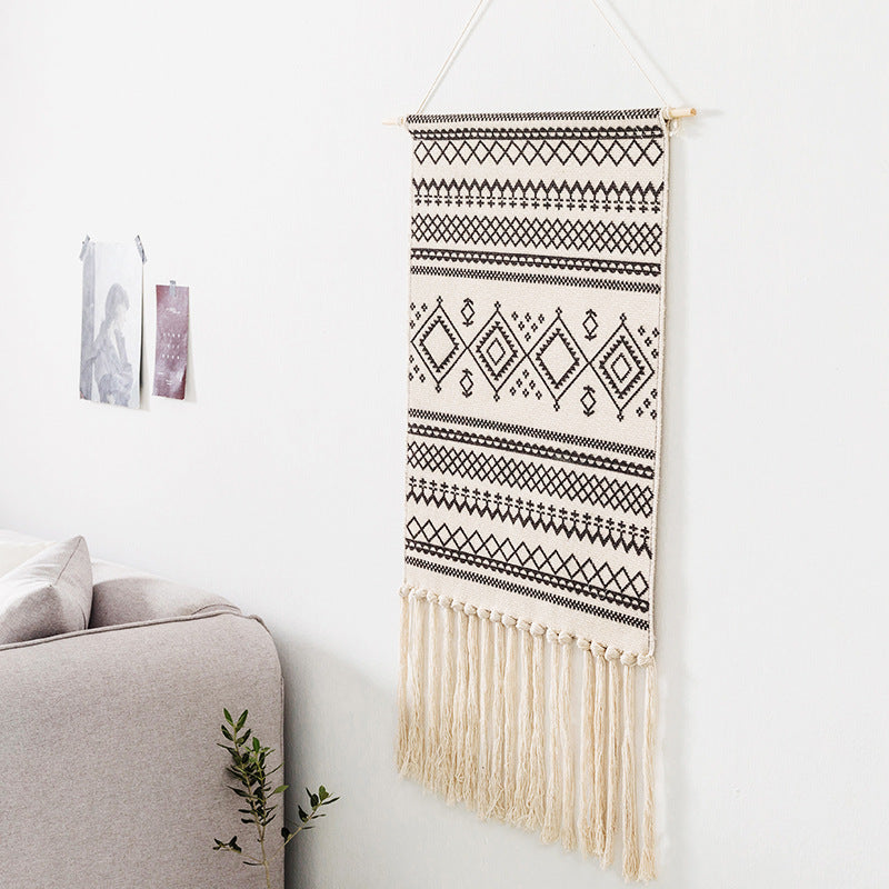Tassel hand-woven cotton hanging picture background wall cloth