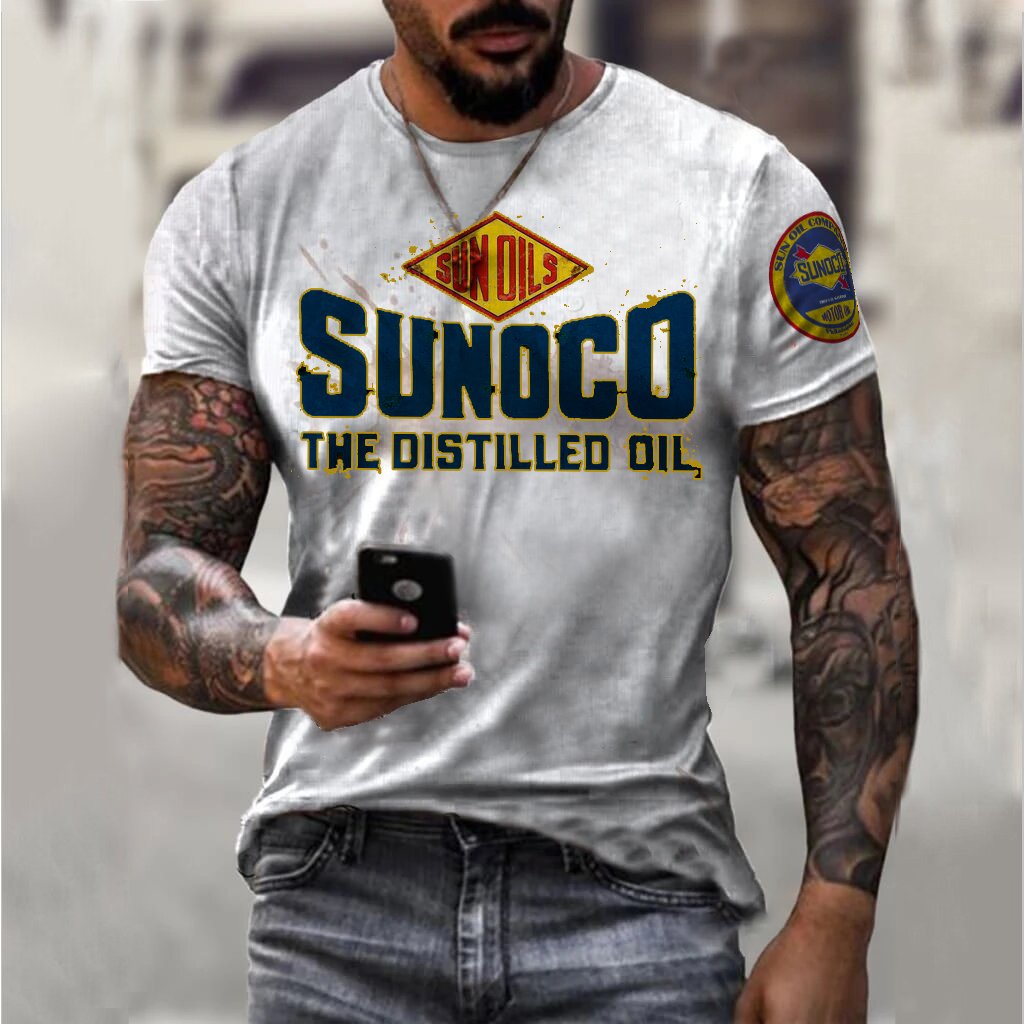 Retro Engine Oil Print T-shirt - DUVAL