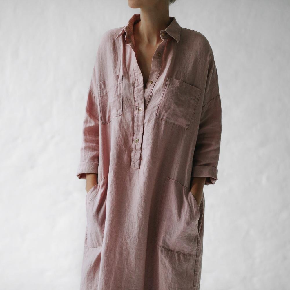 Shirt Dress In Dusty Pink - DUVAL