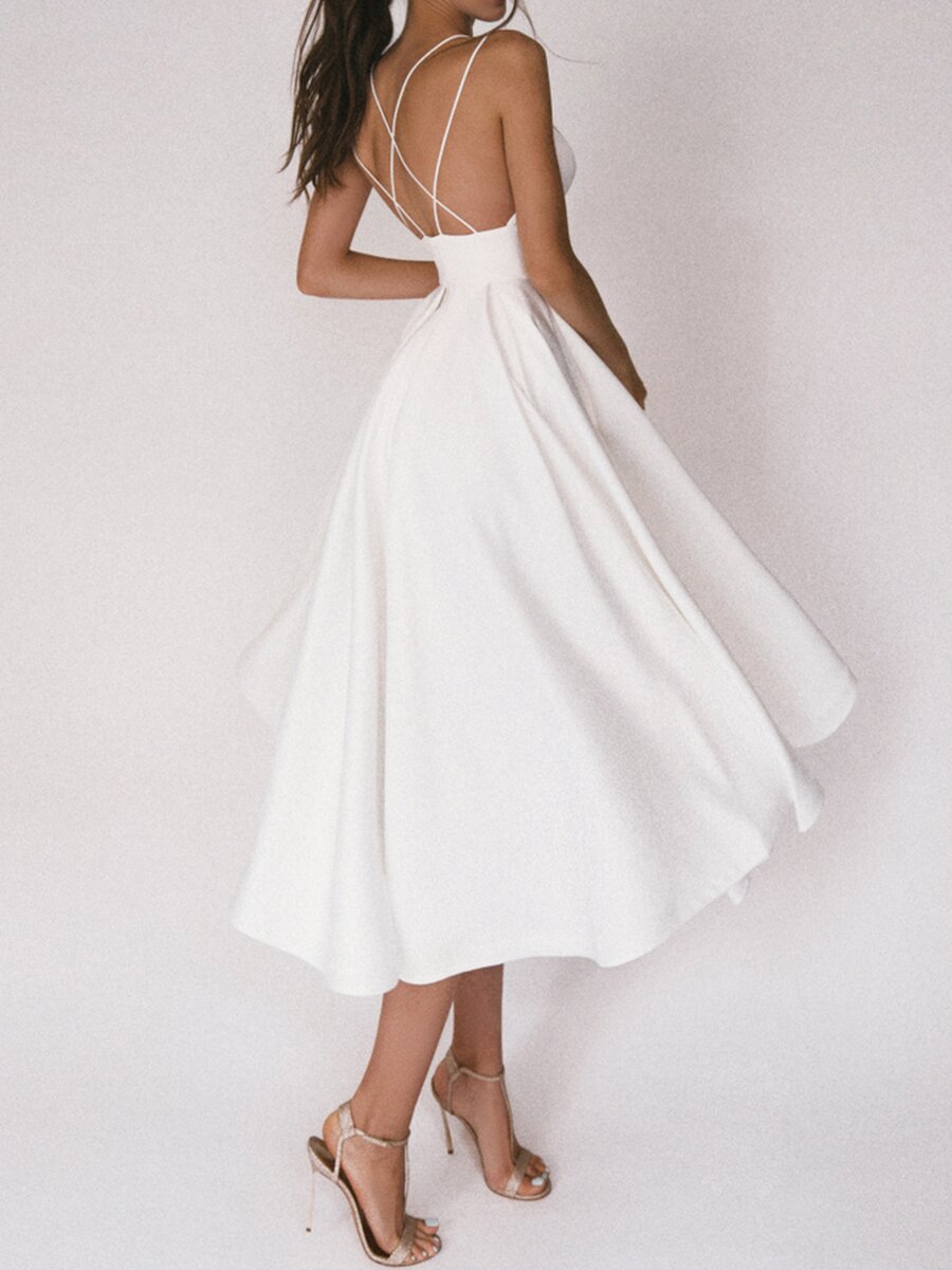 Elegant Strappy Swing Midi Dress