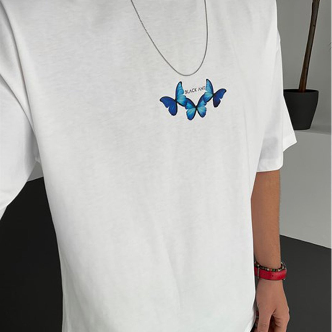 Men's Oversized Butterfly Print T-Shirt - DUVAL