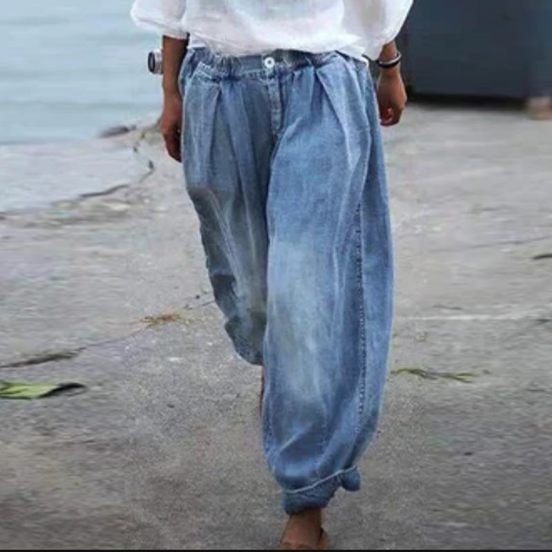 Pantalon sarouel ample et décontracté à taille élastique