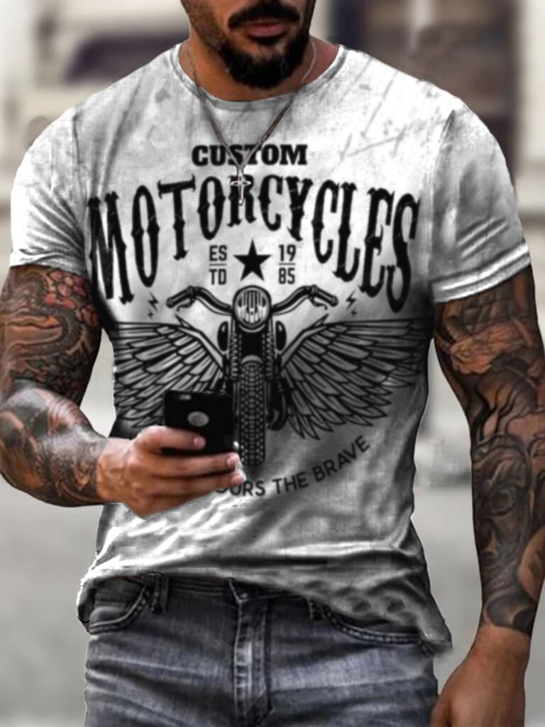 MOTORCYCLES Vintage Print Biker Men's T-Shirt - DUVAL