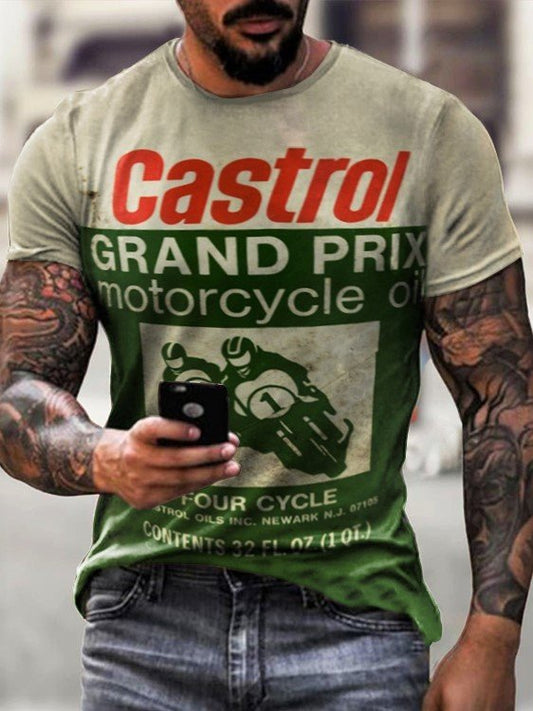 Men's Retro Moto Castrol Printed T-shirt - DUVAL