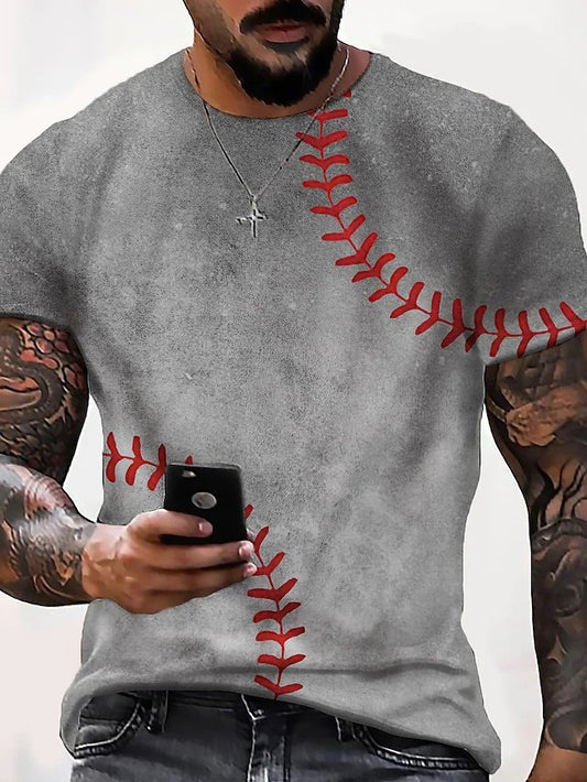 Men's T shirt 3D Print Graphic Prints Leaves Crew Neck Daily Holiday Print Short Sleeve Tops Casual Fashion Big and Tall Sports Light gray / Summer - DUVAL