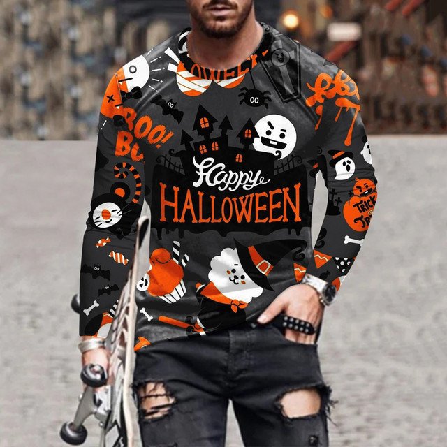 Men's Stylish Casual Halloween Long-Sleeved T-Shirt - DUVAL