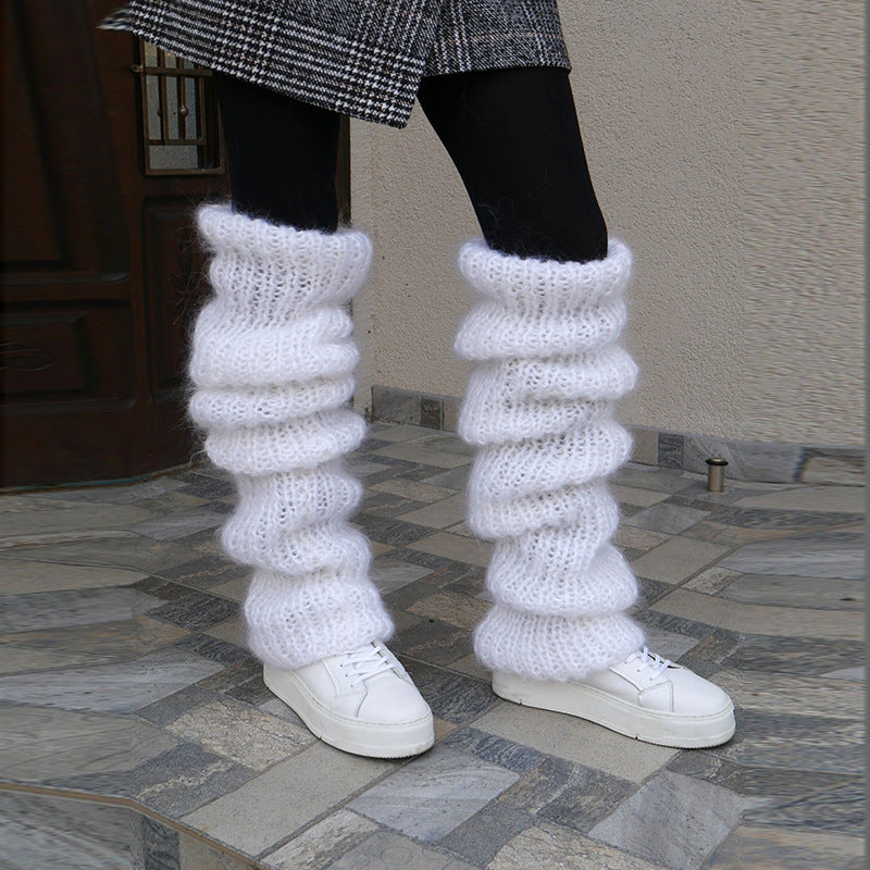 Calcetines de pila de punto casuales de moda de tubo largo de Mohair