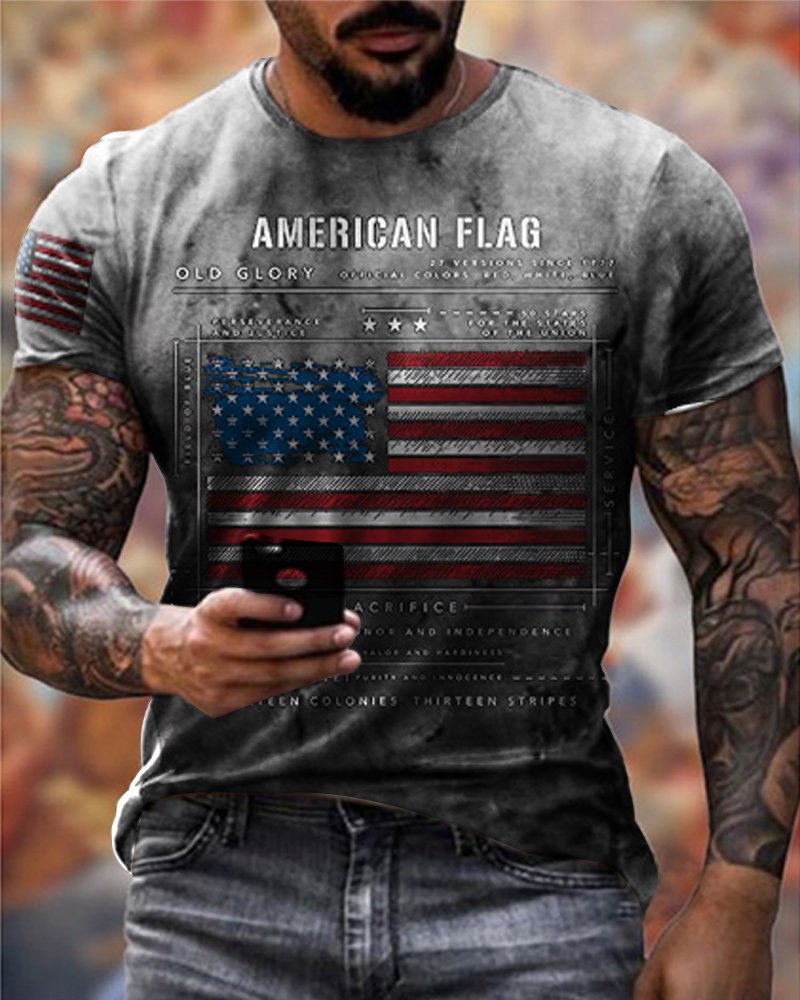 Men's Retro Flag Print T-Shirt