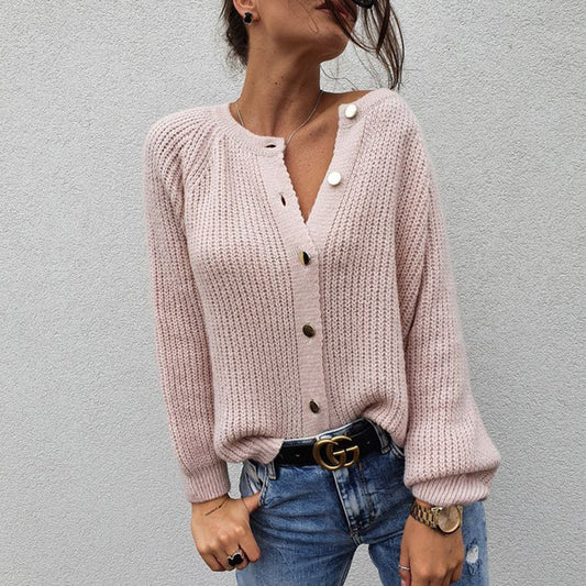 Round-neck commuter loose solid color sweater