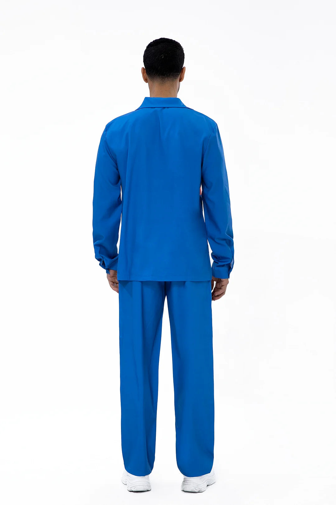 Navy Geometric Print Walking Suit 2 Piece Long Sleeve Set