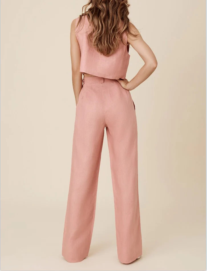 Maple Pink Linen Two-Pieces Set