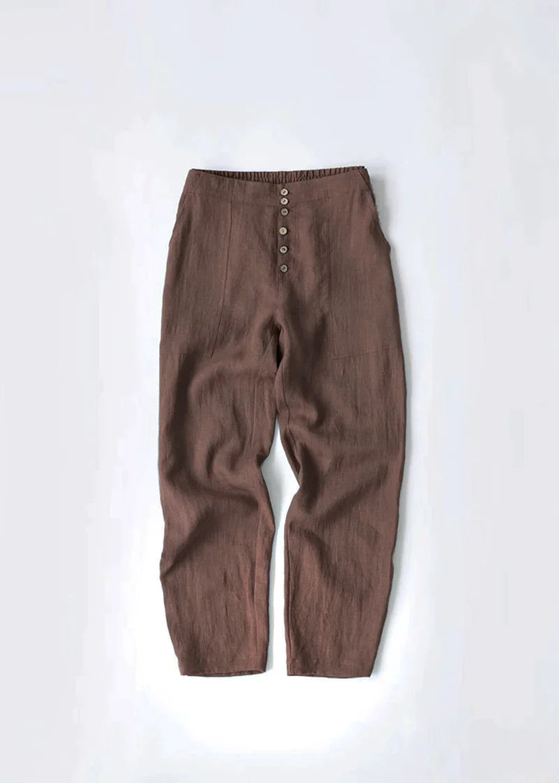 Pantalones casuales sueltos de algodón y lino.