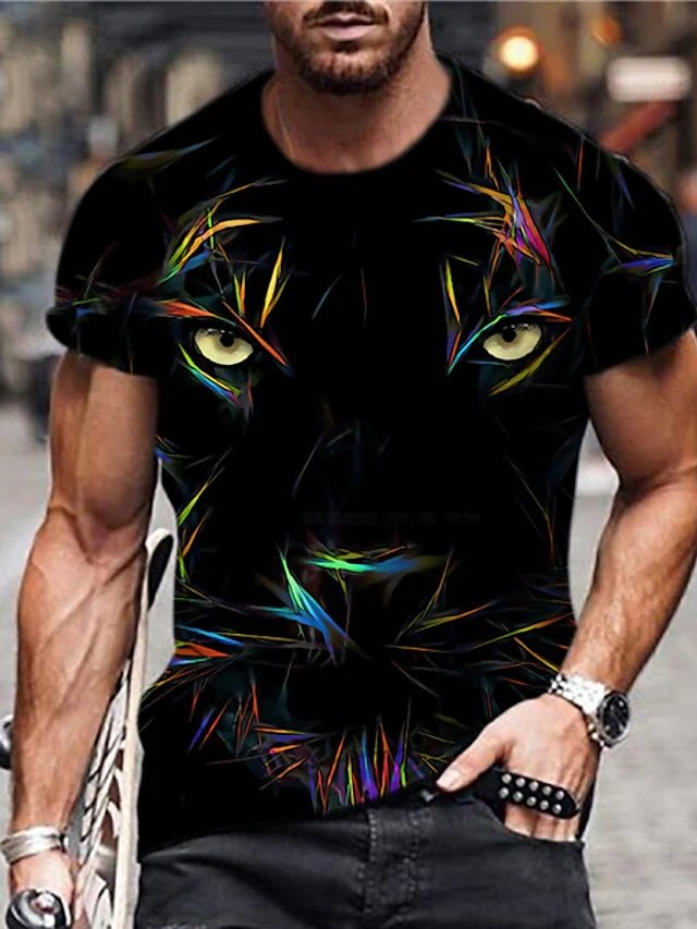 Tiger Animal Crew Neck Daily Holiday Print Short Sleeve Tops Casual Designer - DUVAL