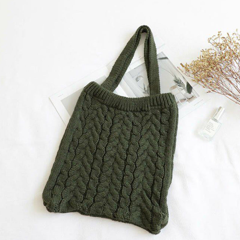 Literary Mori retro knitted handbag