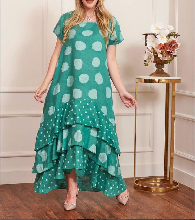 Summer polka dot swing dress