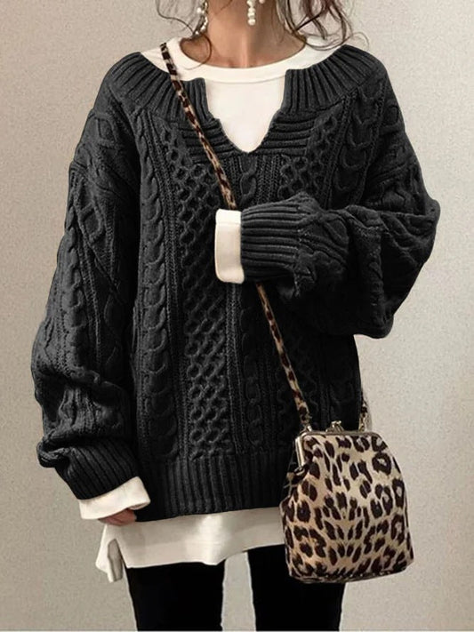 Knitted Hemp Pattern Casual Knitted Sweater