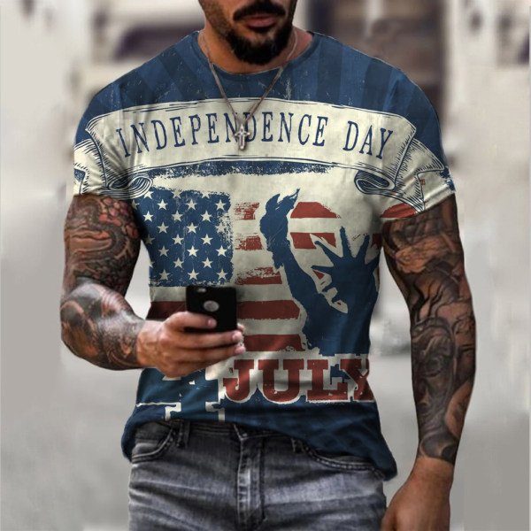 Independence Day Retro Casual T-shirt - DUVAL
