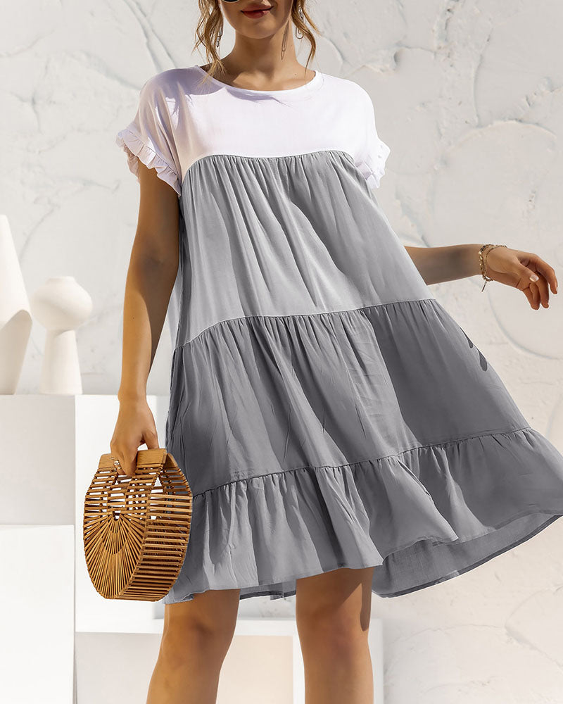 Colorblock Loose Cake Dress