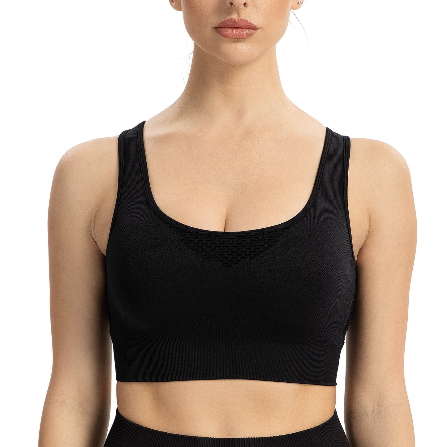 Women’s Longline Sports Bra Wirefree Padded Hollow Out Medium Support Yoga Bras for Running Workout Tank Tops