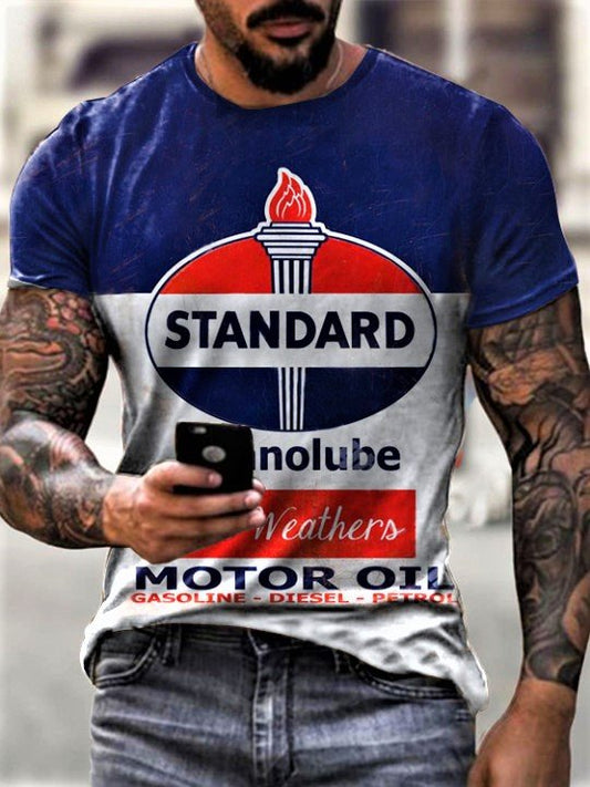 Men's Retro Moto Tin Logo Printed T-shirt - DUVAL