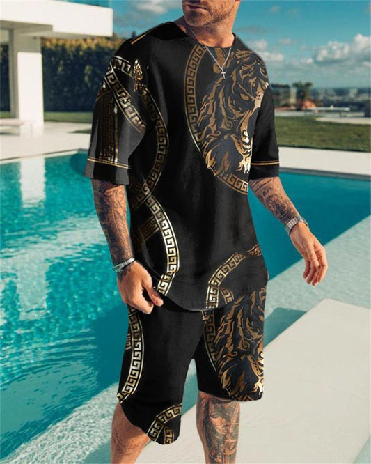 Oversized Men's T-Shirt & Shorts Set Luxury Tiger