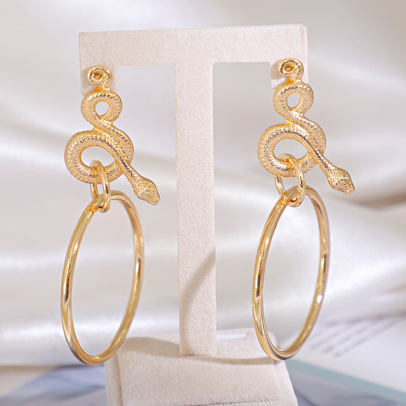 Boucles d'oreilles serpent géométrique cercle