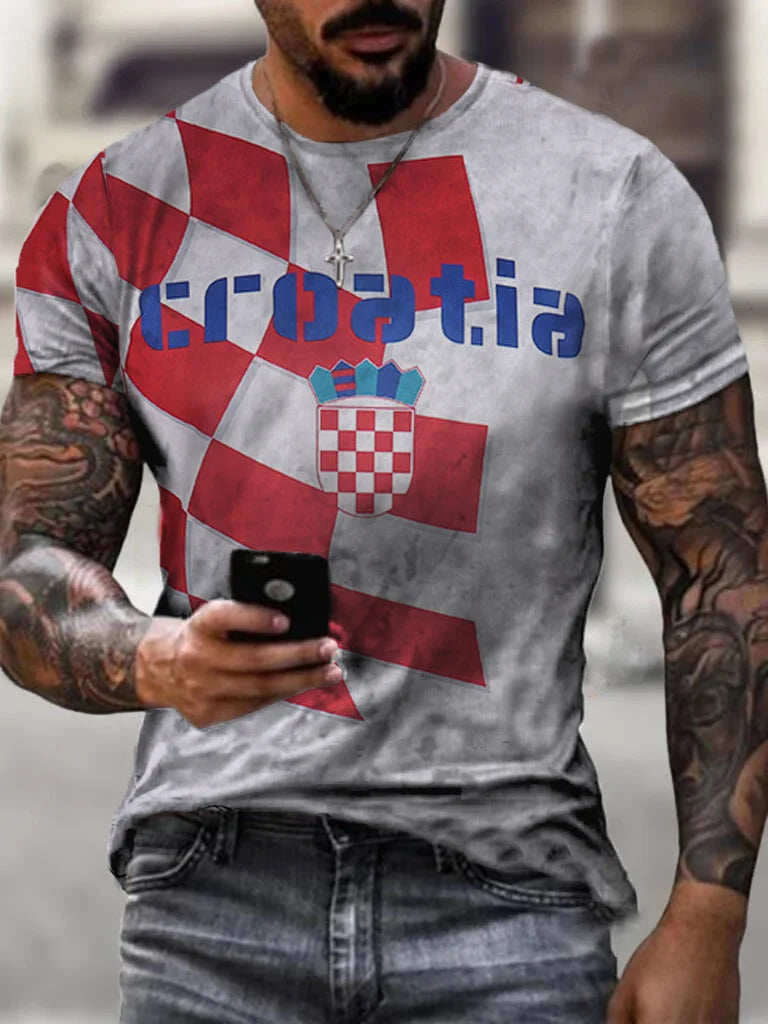 Croatia Sports Football Printed T-Shirt - DUVAL