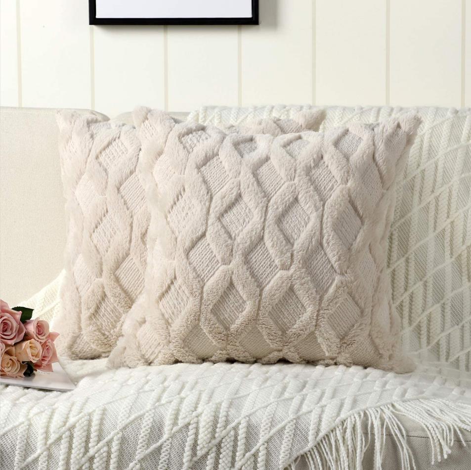 Geometric soft light plush decoration pillow case