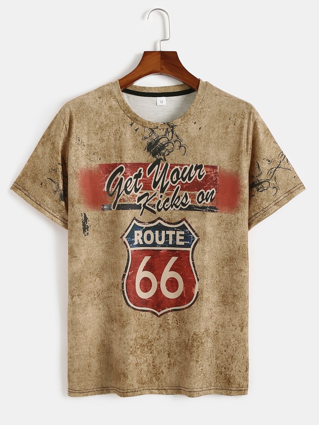Motorcycle Print T-shirt Route 66