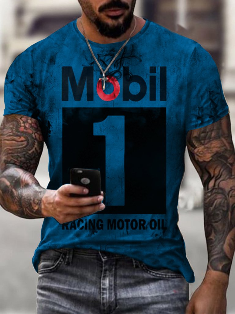 Men's Vintage Motor Oil Badge Printed T-shirt - DUVAL