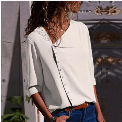 Oblique Collar Long-sleeved Shirts