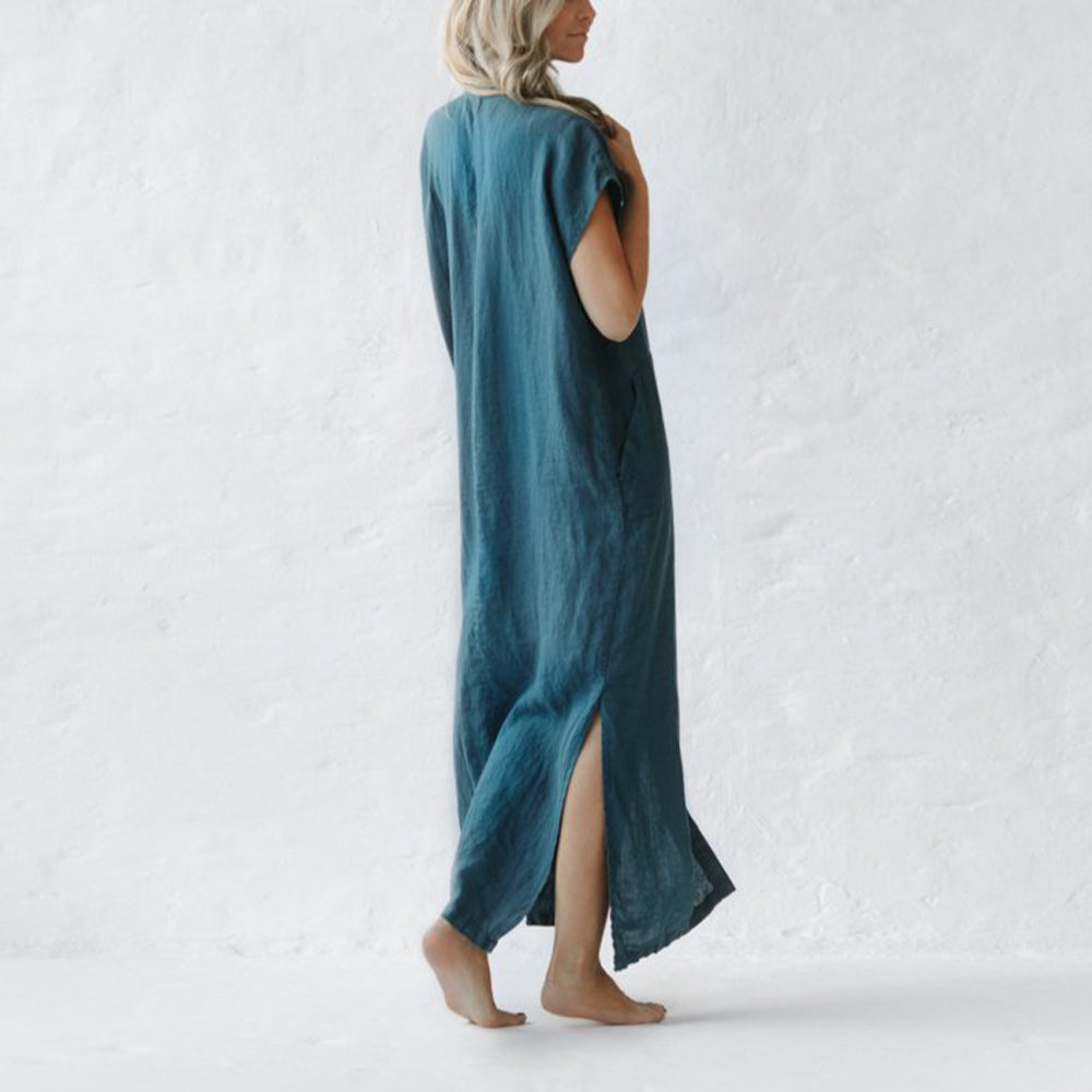 Minimalism Sleeveless Linen Shirt Dress - DUVAL