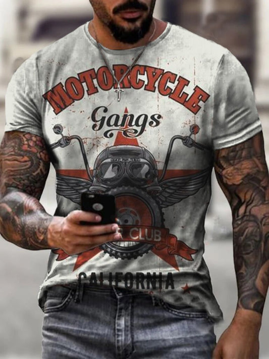 Motorcycle Vintage Print Men's T-Shirt - DUVAL