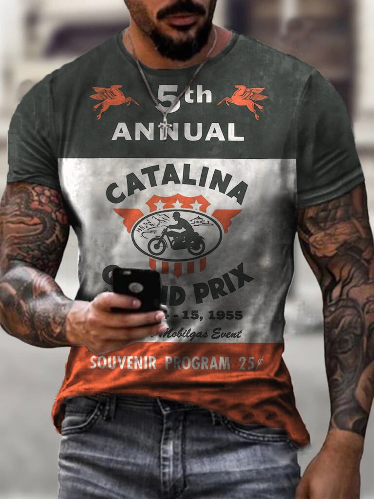 CATALINA Retro Outdoor Biker Men's T-Shirt - DUVAL