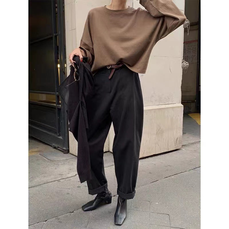 Versatile loose straight-leg commuter harem pants