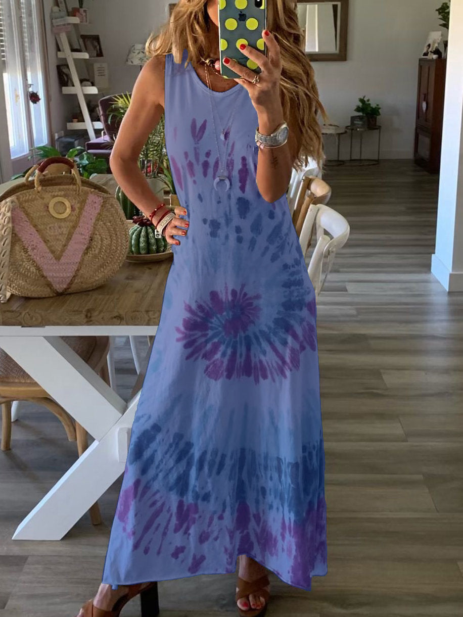 Tie Dye Printed Summer Beach Dress