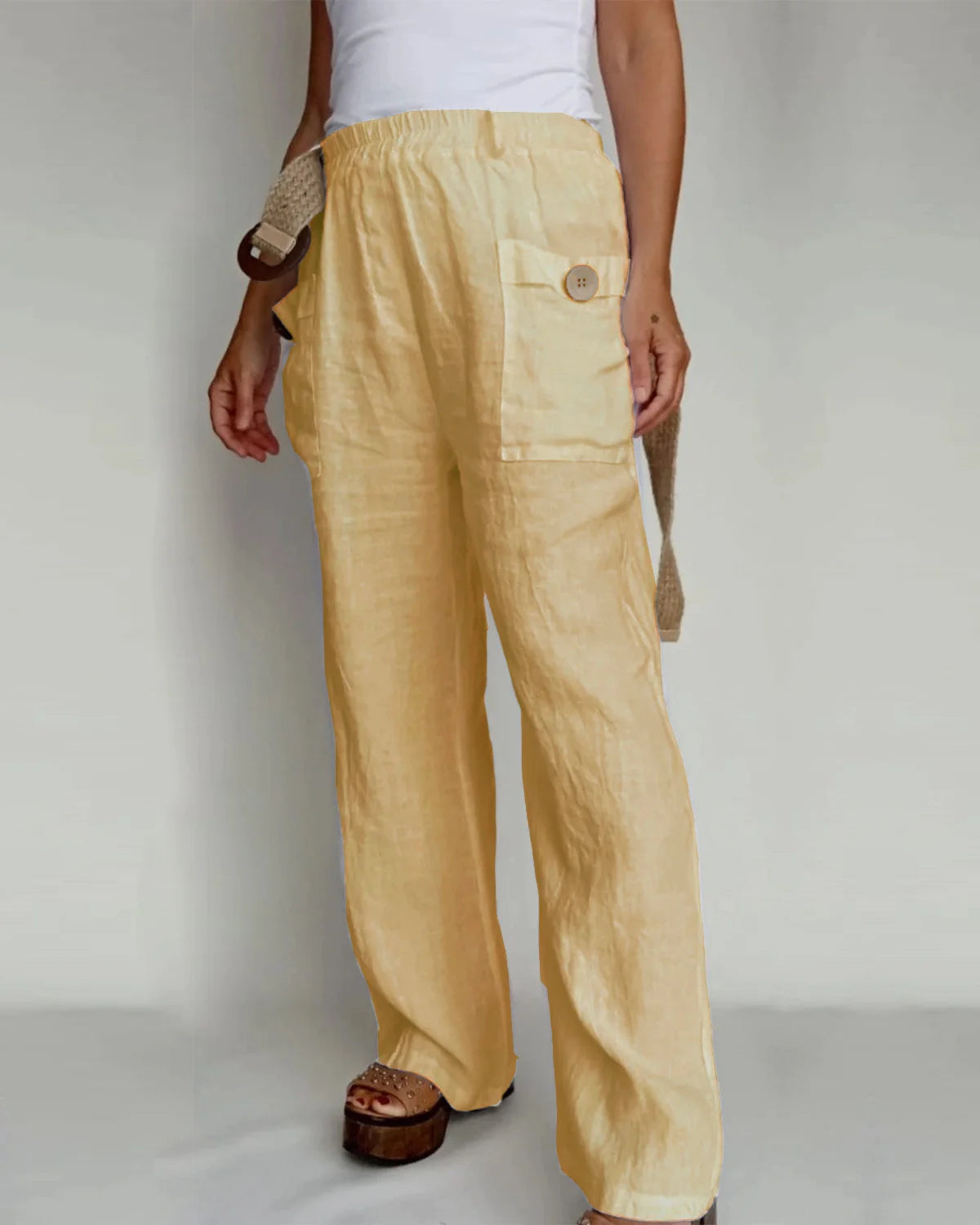 Cotton linen casual pants home trousers