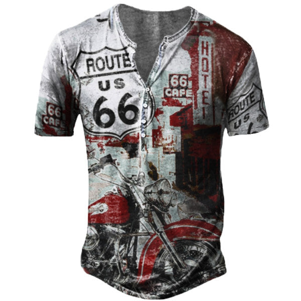 Vintage Men's Comfortable Breathable Print T-Shirt - DUVAL