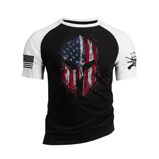 USA FLAG SPARTAN RAGLAN GRAPHIC TEE - DUVAL