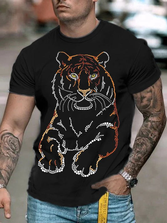 Men's T-shirt Tee Leopard Beads Crew Neck Cool Black 3D Print Outdoor Street Short Sleeve Print Clothing Apparel Basic Sports Designer Casual - DUVAL