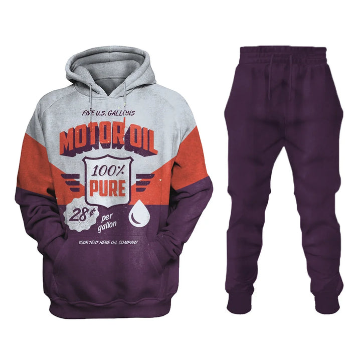 Retro Casual Print Sweatshirt Set - DUVAL