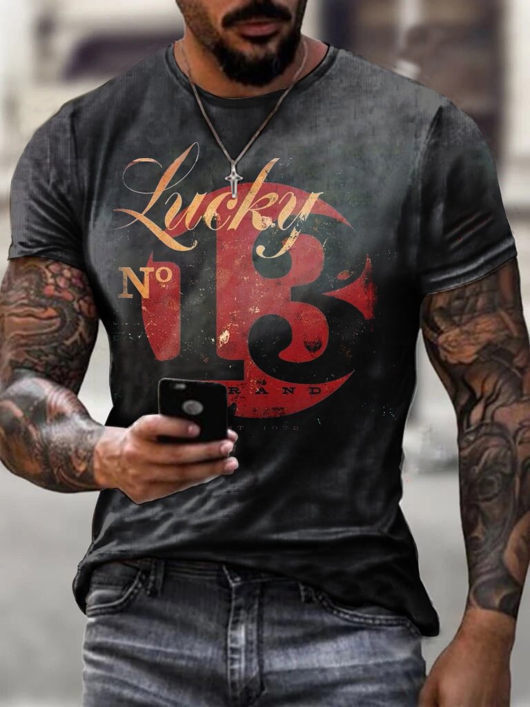 Lucky Thirteen Men's Vintage Print T-Shirt - DUVAL