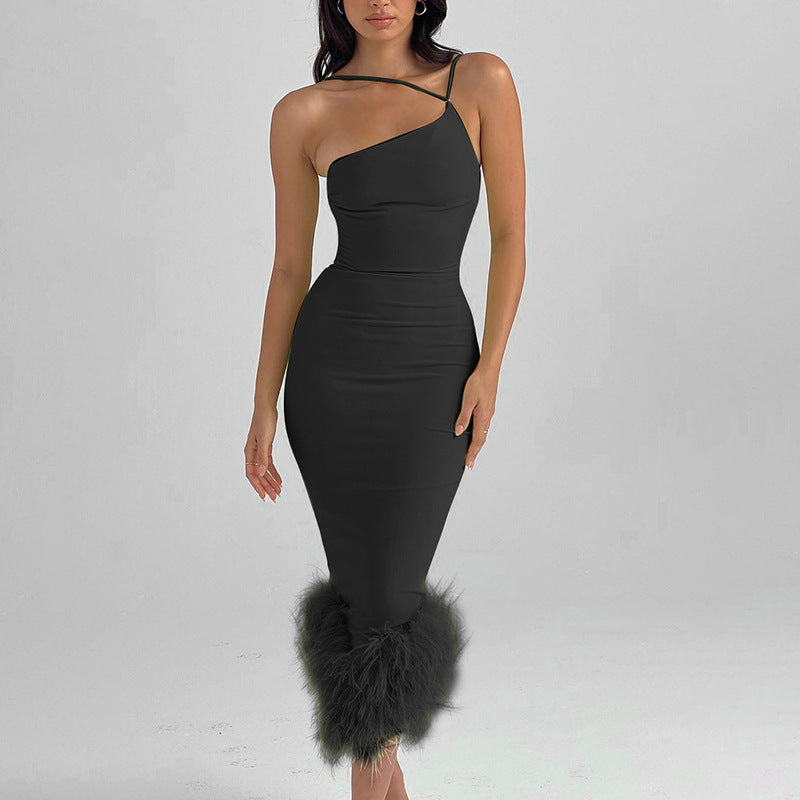 Elegant Slim Fringed Midi Dress