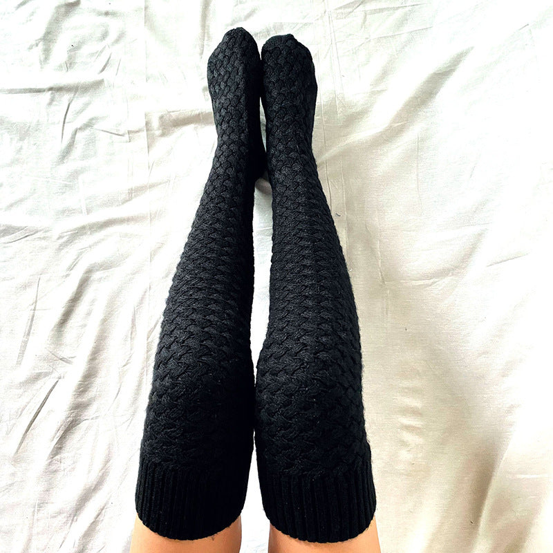 Pile socks over the knee knitted yarn high socks