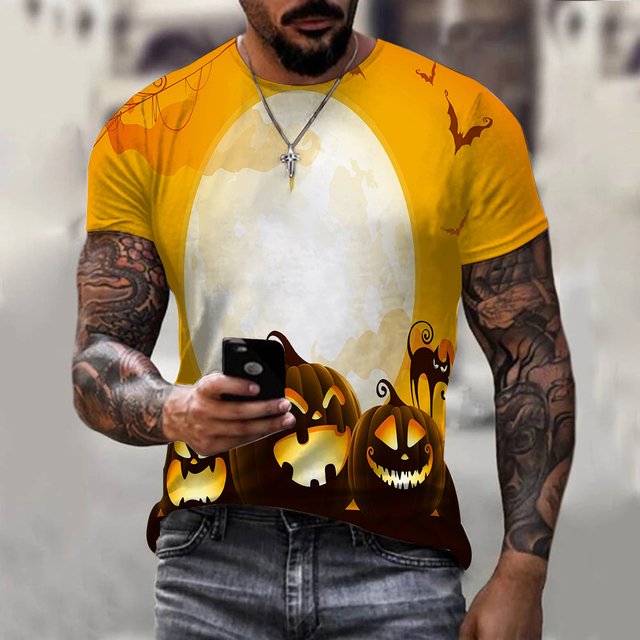 Men's Stylish Casual Halloween Short Sleeved T-Shirt - DUVAL