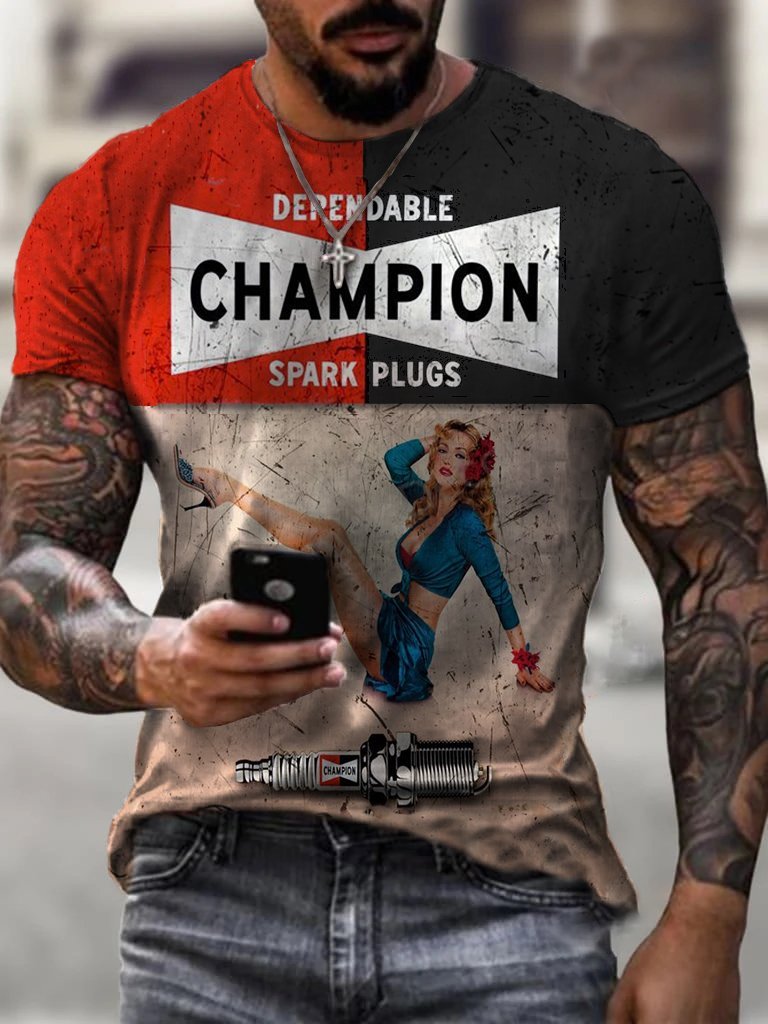 Retro Champion Gasoline print T-shirt - DUVAL