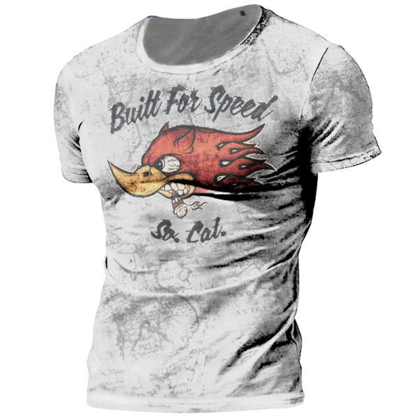 Vintage Men's Comfortable Breathable Print T-Shirt - DUVAL