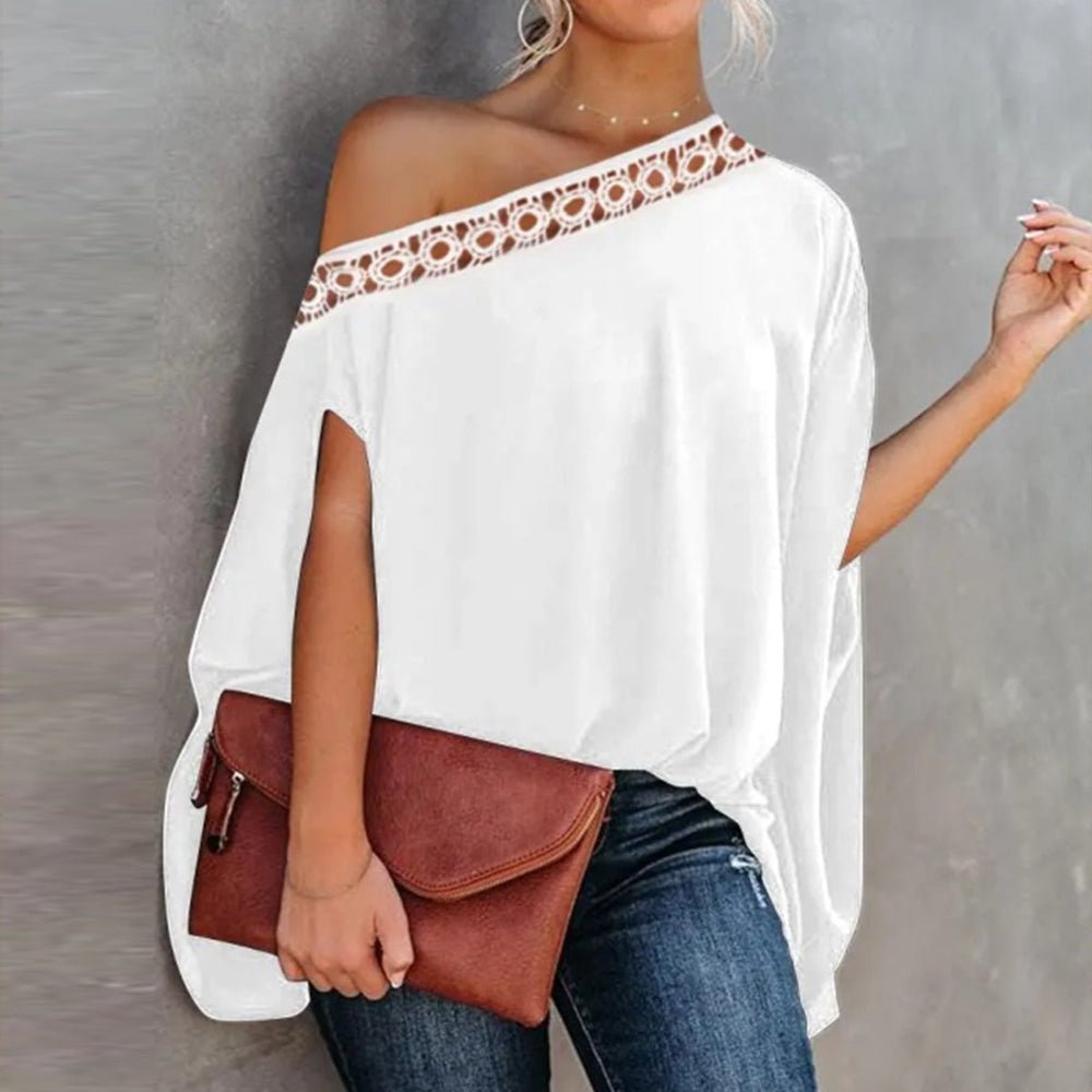 Causal Plain White Cold Shoulder Top