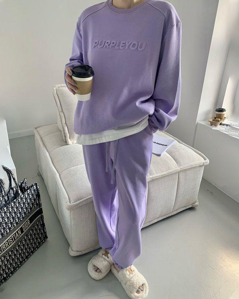 Purple Loose Casual Tracksuit