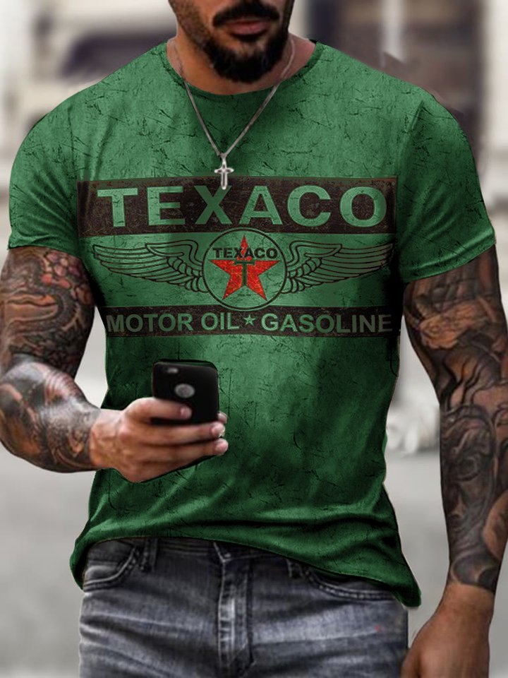 Engine oil print casual T-shirt - DUVAL